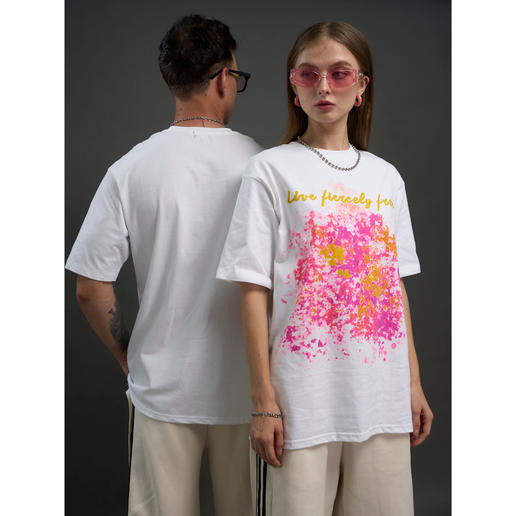 Áo thun Local brand Boboo nam nữ unisex trắng hoa tay lỡ thun form rộng oversize chất vải 100% cotton thoáng mát