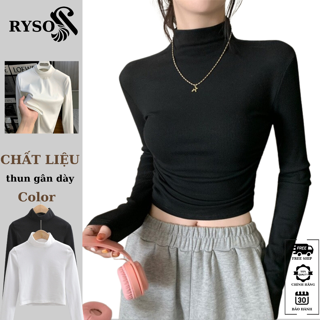 Áo Croptop Cổ Lọ Kiểu Dáng Ôm Chất Thun Lạnh Mịn Mát Ôm Body RYSO FASHION