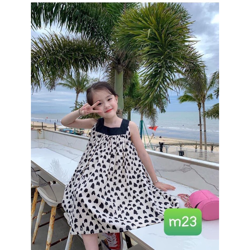 V123 váy xoè tim viền đen cho bé yêu 12-38kg nhà mộc baby v123