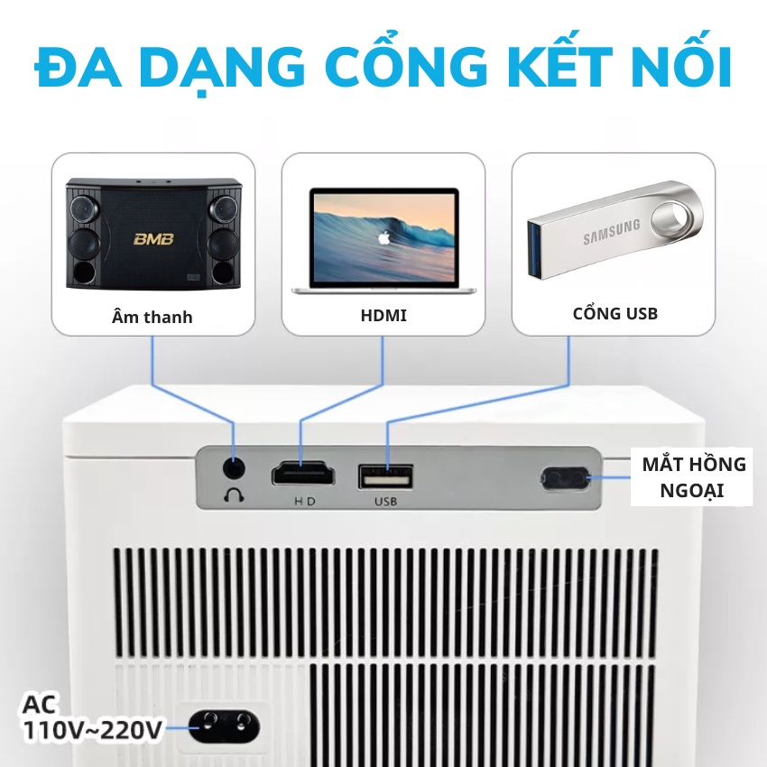 Máy Chiếu Mini Xem Phim Tại Nhà KAW K650-plus Kết Nối Điện Thoại, Laptop Hình Ảnh Full HD 1080P KAW VIETNAM