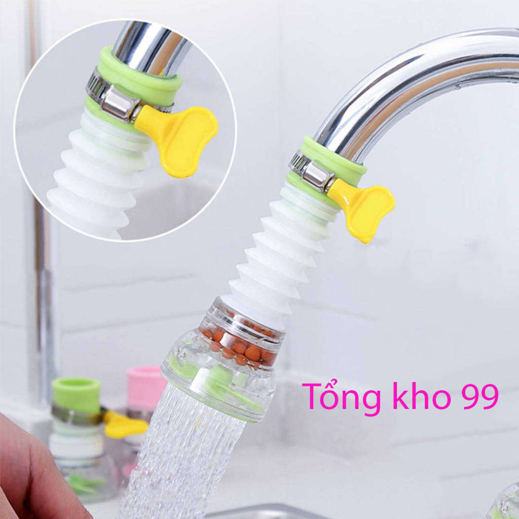 [vln] Đầu vòi lọc nước rửa bát tăng áp xoay 360 có thể kéo dài chống bắn nước ra ngoài-khosi1156hb