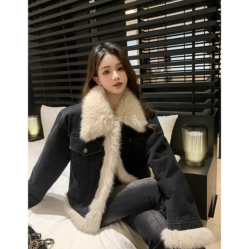 Áo Khoác Jeans Nữ Lót Lông Hàng Quảng Châu Dày Dặn