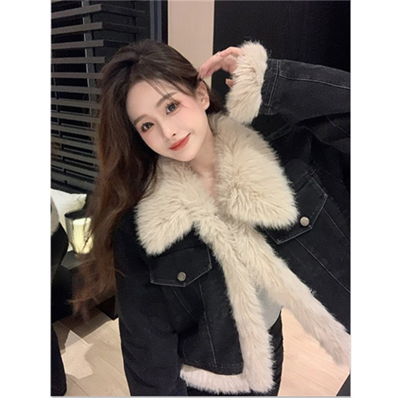 Áo Khoác Jeans Nữ Lót Lông Hàng Quảng Châu Dày Dặn