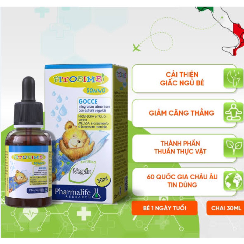 Siro Fitobimbi Sonno –  Giúp bé ngủ ngon giấc, không giật mình, giảm tình trạng quấy khóc đêm
