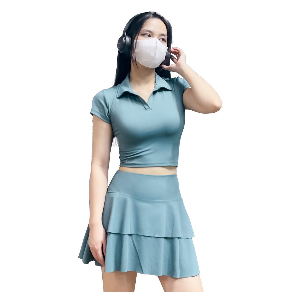 Bộ đồ thể thao Gladimax áo Croptop Polo CX20 & Chân váy 2 tầng có túi VX20 thoải mái thoáng mát