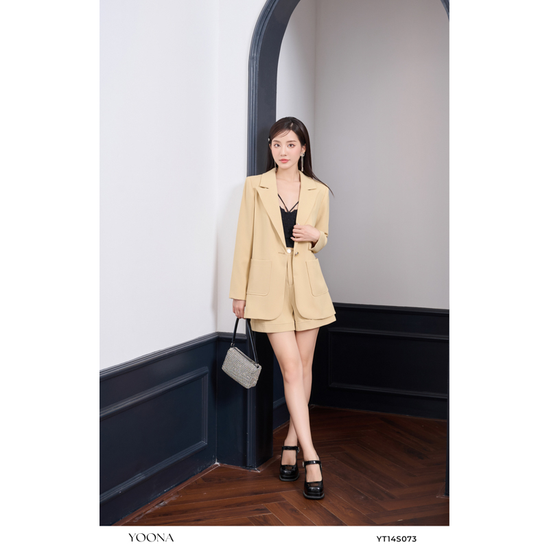 Set áo vest dài tay mix quần short chất liệu chéo YOONA - YT14S073