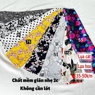 Vải Lụa hoa siêu đẹp mát không nhăn- Lụa cát xuất dư chất mịn mềm co giãn