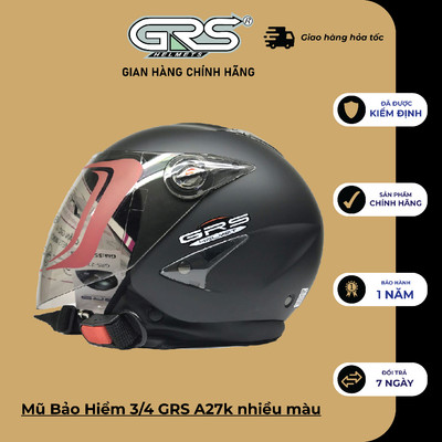 Mũ Bảo Hiểm 3/4 GRS A27k nhiều màu - kính trà