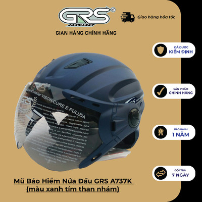 Mũ Bảo Hiểm Nửa Đầu GRS A737K (màu xanh tím than nhám)