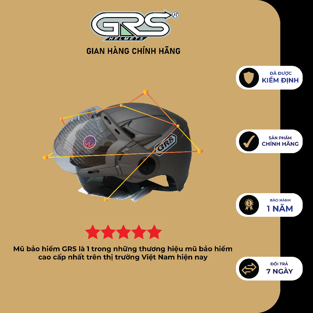 Mũ bảo hiểm GRS A966K 2 Kính – Vệ sĩ chống tia cực tím (màu đen nhám)