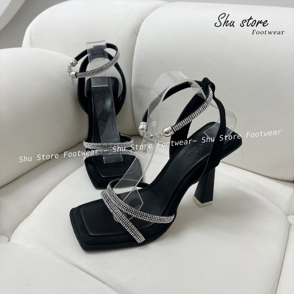Sandal cao gót Shu Store xăng đan đính đá đế cao 7cm và 10cm đi tiệc thời trang nữ xinh xắn cho nàng