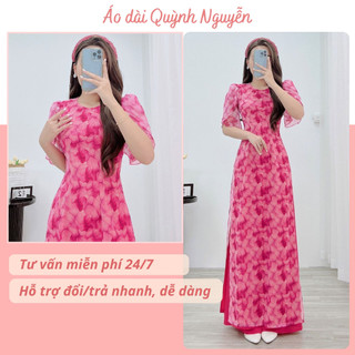 Áo dài cách tân, áo dài nữ tơ óng 4 tà áo dài thiết kế cách điệu tay cánh tiên MÃ TK55