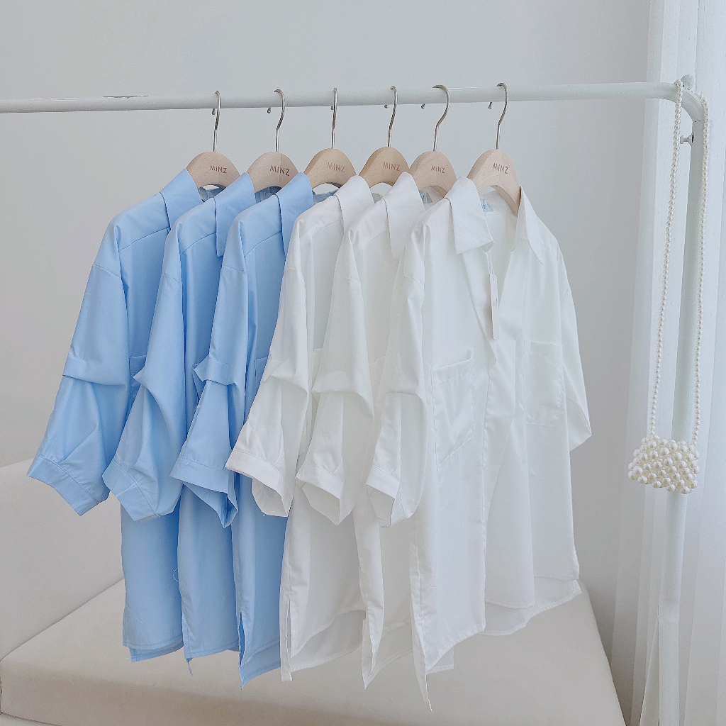 Áo Sơ Mi Vạt Lệch MINZ STORE Mã 2044, Thiết Kế Tay Lửng Phong Cách Công Sở