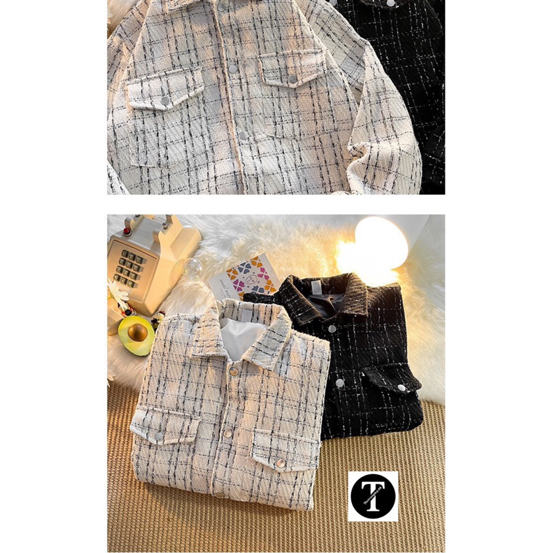 Áo dạ tweed, dài tay cho mùa thu đông năm nay