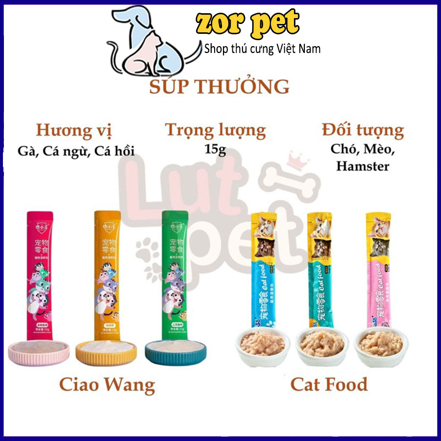 Súp thưởng cho mèo chó Ciao Wang, soup, pate cho thú cưng (15gr) - t freeship