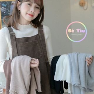 Áo Len Tay Dài Ôm Body Cổ 3p Sóng, Áo Len Tăm Dáng Dài Siêu Co Dãn Phù Hợp Với Mọi Lứa Tuổi Hàng Qccc Bé Tiu