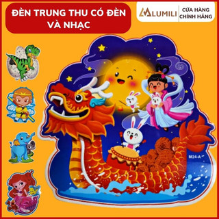 Đèn trung thu cho bé, Đèn lồng trung thu hai mảnh có nhạc thiếu nhi và đèn sáng nhiều mẫu xinh cho bé