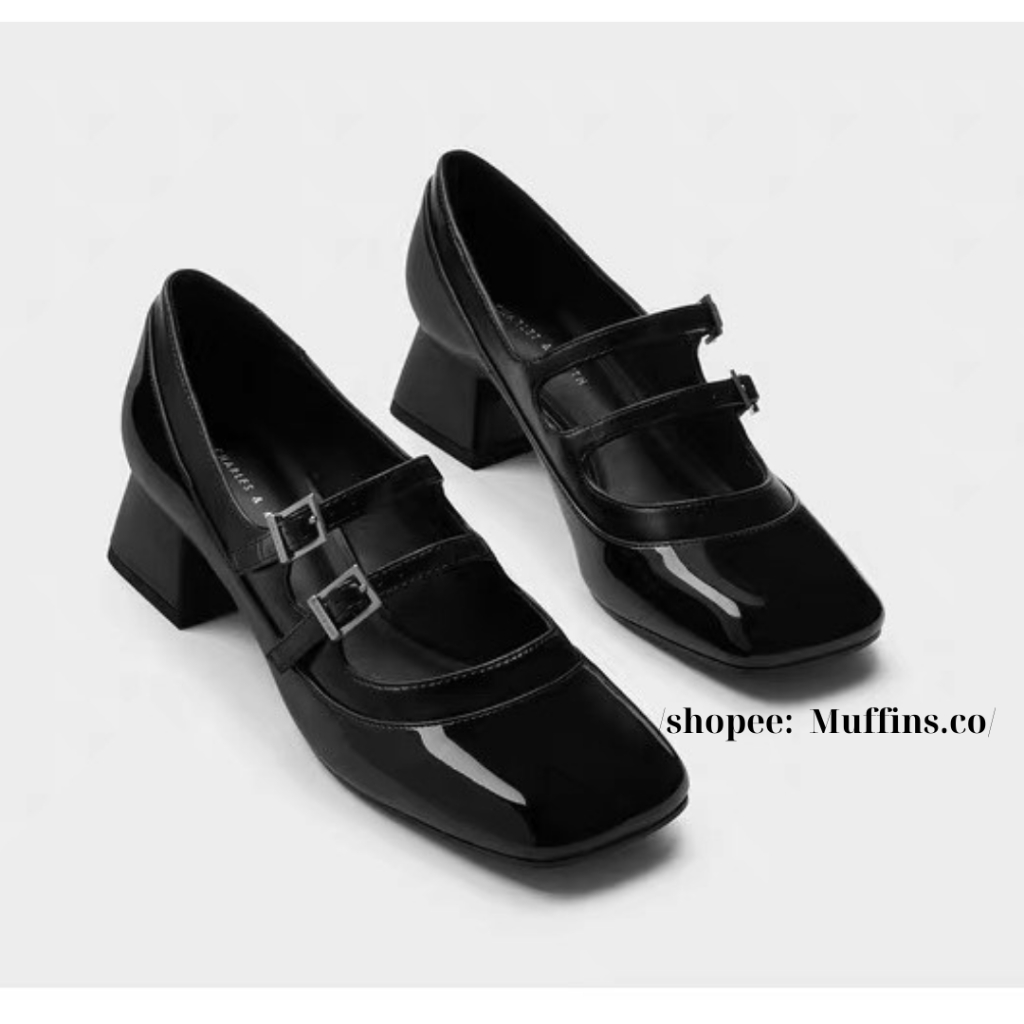 Giày Mary Jane hai dây ngang đế cao 4.5cm phong cách retro 2023