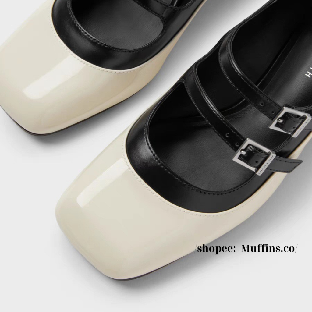 Giày Mary Jane hai dây ngang đế cao 4.5cm phong cách retro 2023