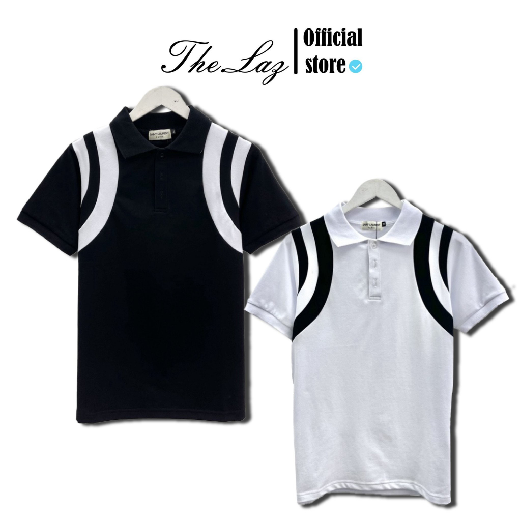 Áo Polo Sain Laurent Teddy Phối Vai Vải Cá Sấu Cotton 100% The.Laz