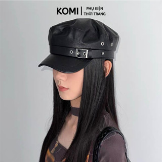 Mũ nồi KOMI nón beret nữ thủy thủ chất liệu da pu phong cách năng động cá tính