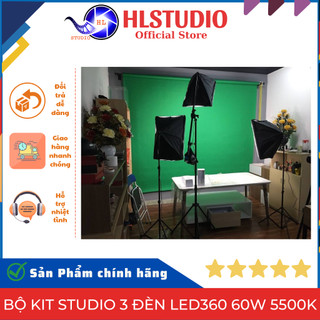 Bộ kit studio 3 đèn led360 60w 5500k - đèn chiếu sáng chuyên nghiệp cho quay phim chụp ảnh hl studio