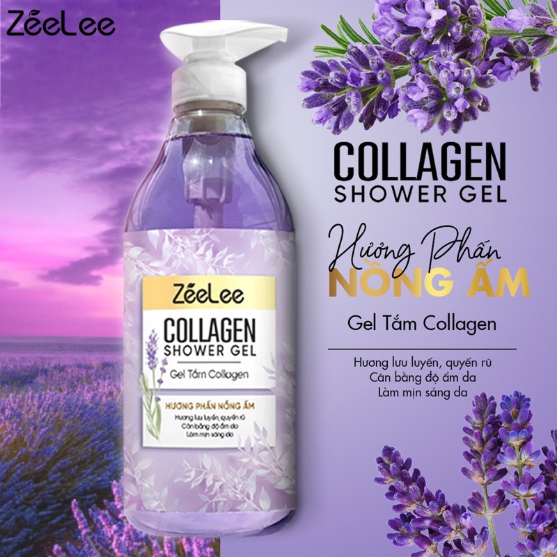 🔥( Quà tặng)🔥 Gel tắm Zeelee Collagen Shower Hương phấn nồng ấm, hương lưu luyến, cân bằng độ ẩm,mịn sáng da - C/750ml
