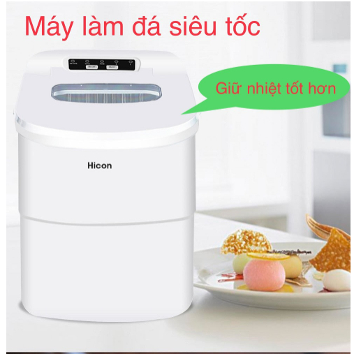 Máy Làm Đá Viên Hicon Tủ Đá Giữ Nhiệt Mini Gia Đình Tạo Đá Siêu Tốc Trong 6