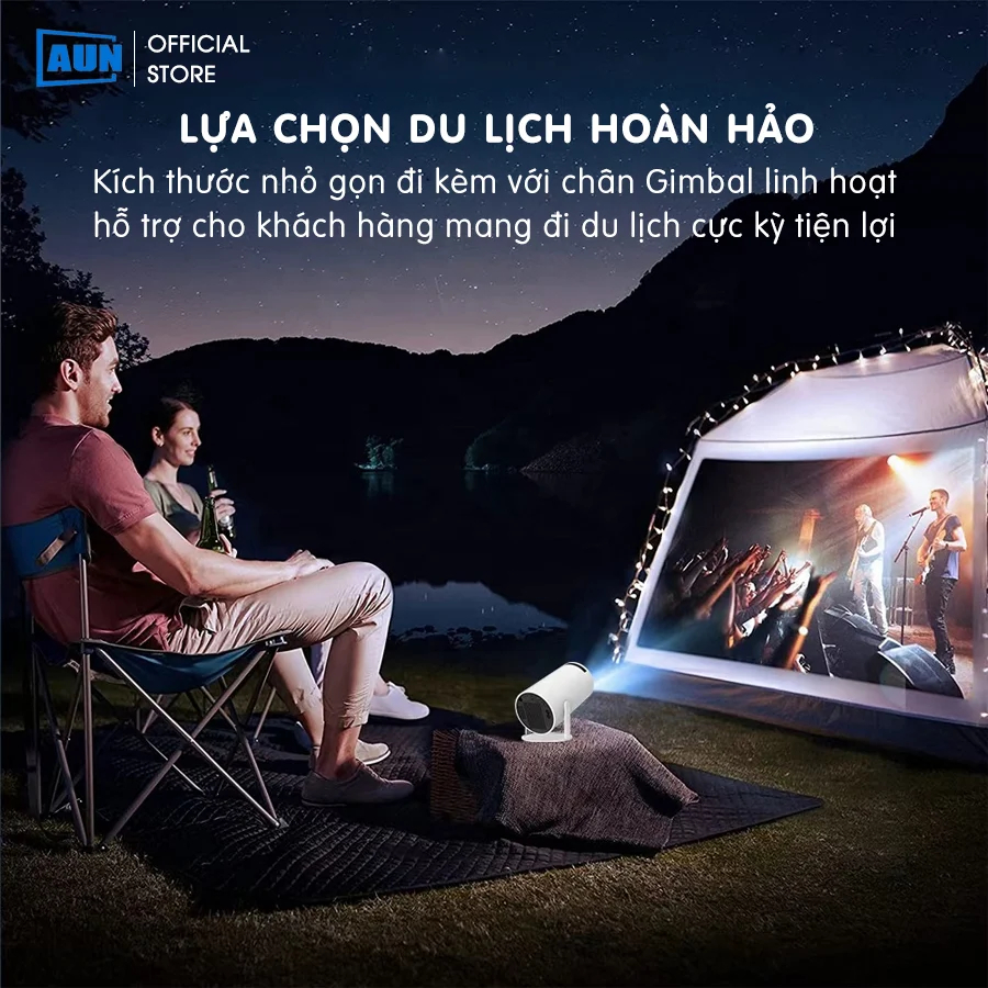 AUN HY300 - Máy chiếu mini xoay 180 độ - tích hợp Android 11 và tính năng Auto keystone chỉnh nghiêng trên gimbal