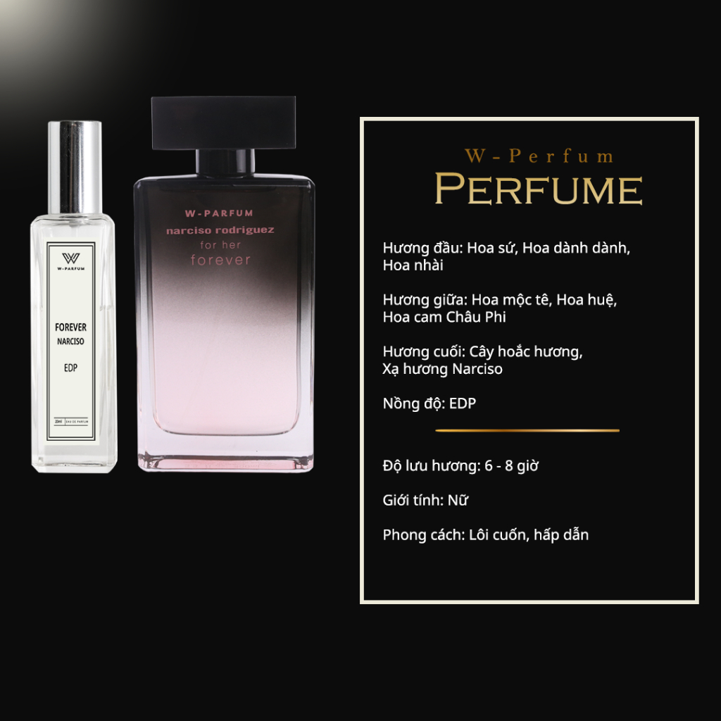 Nước Hoa Nữ Narciso chính hãng W-parfum loại Narciso Hồng, Narciso forever, Narciso Trắng, Nar Đen, Musc Noir Rose | BigBuy360 - bigbuy360.vn
