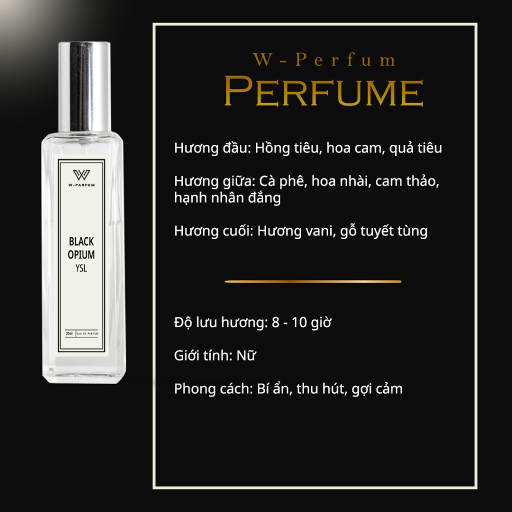 Nước Hoa Nữ Black Opium edp chính hãng W-parfum thơm lâu hương quyến rũ sang trọng | BigBuy360 - bigbuy360.vn