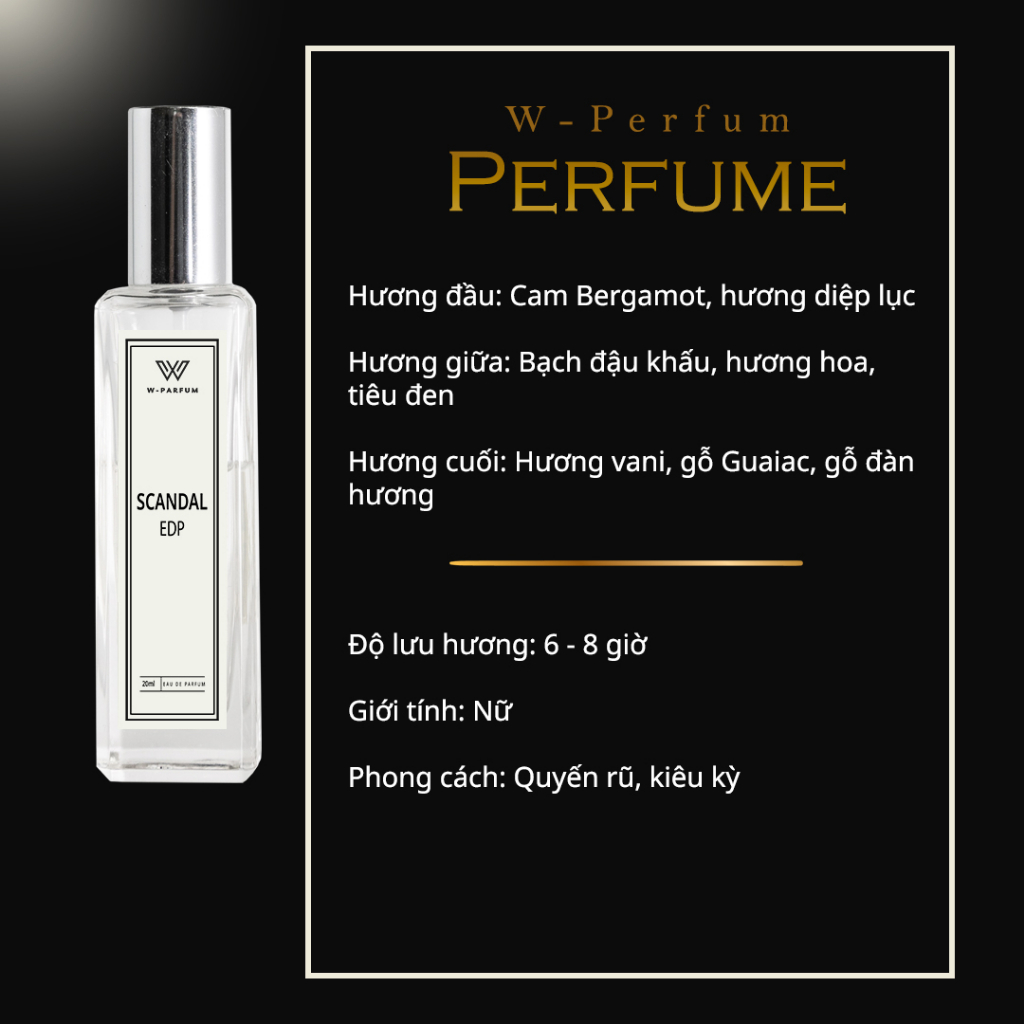 Nước Hoa Nữ Scandal, So Scandal chính hãng W-parfum nồng độ EDP - Hương thơm ngọt ngào quyến rũ sexy