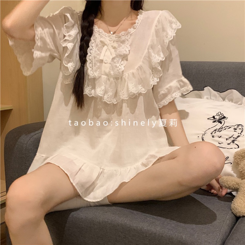BỘ NGỦ VOAN BÈO PHỐI NƠ ULZZANG
