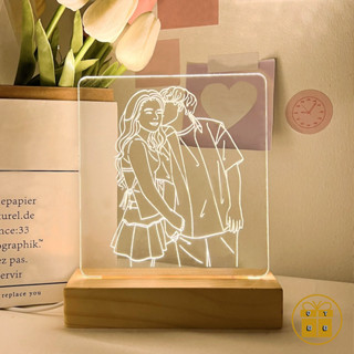Đèn Ngủ Khắc Hình Theo Yêu Cầu, Đèn Led Hình Vẽ Nét - Quà Tặng Sinh Nhật, Ngày Kỷ Niệm Style Hàn Quốc Siêu Dễ Thương