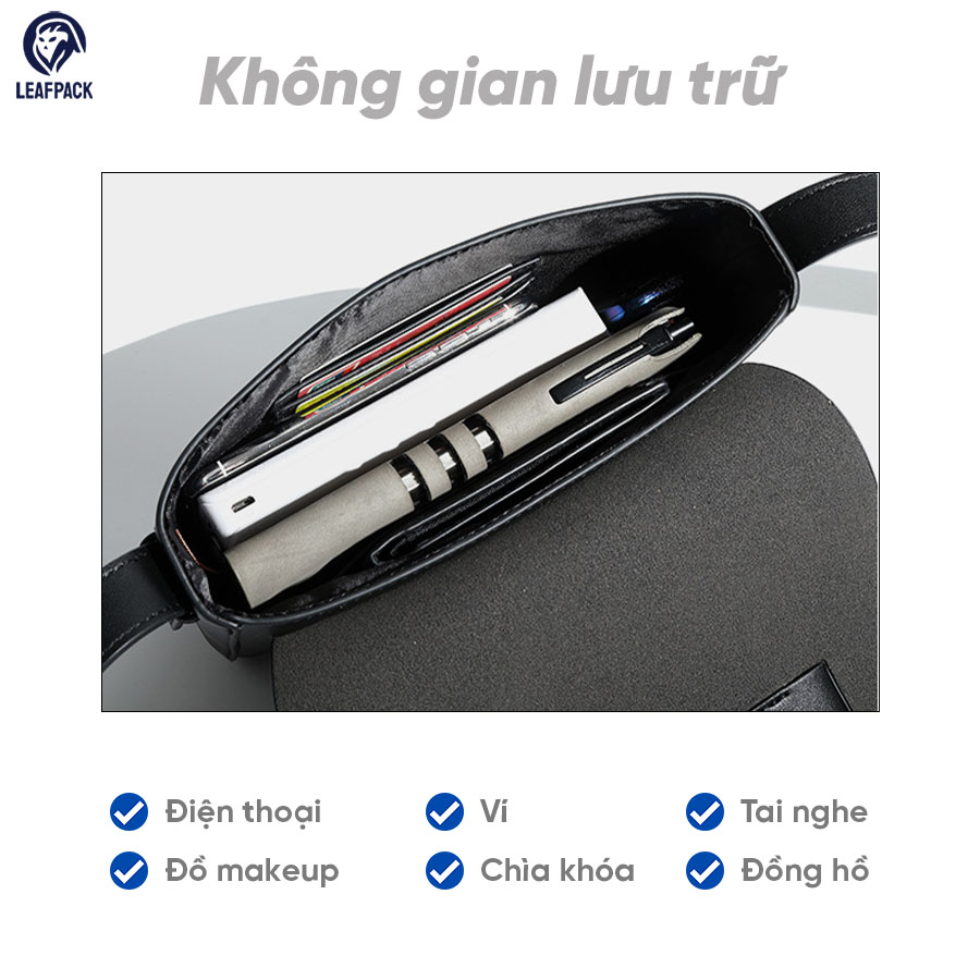 Túi Đeo Chéo Unisex - LP028 Da PU Dày Dặn Chống Nước Form Messenger Nắp Gài Tinh Tế Thời Trang Mẫu Hot Trend 2023