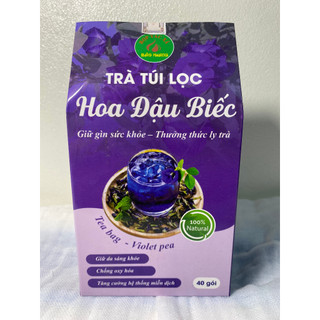 Hộp 40 gói trà túi lọc hoa đậu biếc Bảo Khang, hoa đậu biếc, tiểu buốt, tiểu dắt, tiêu đờm