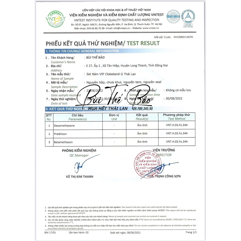 MẪU VIP MỚI | SET NÁM VIP CLOBETAMIL G THÁI LAN | x2 tinh chất nhân sâm, ngọc trai