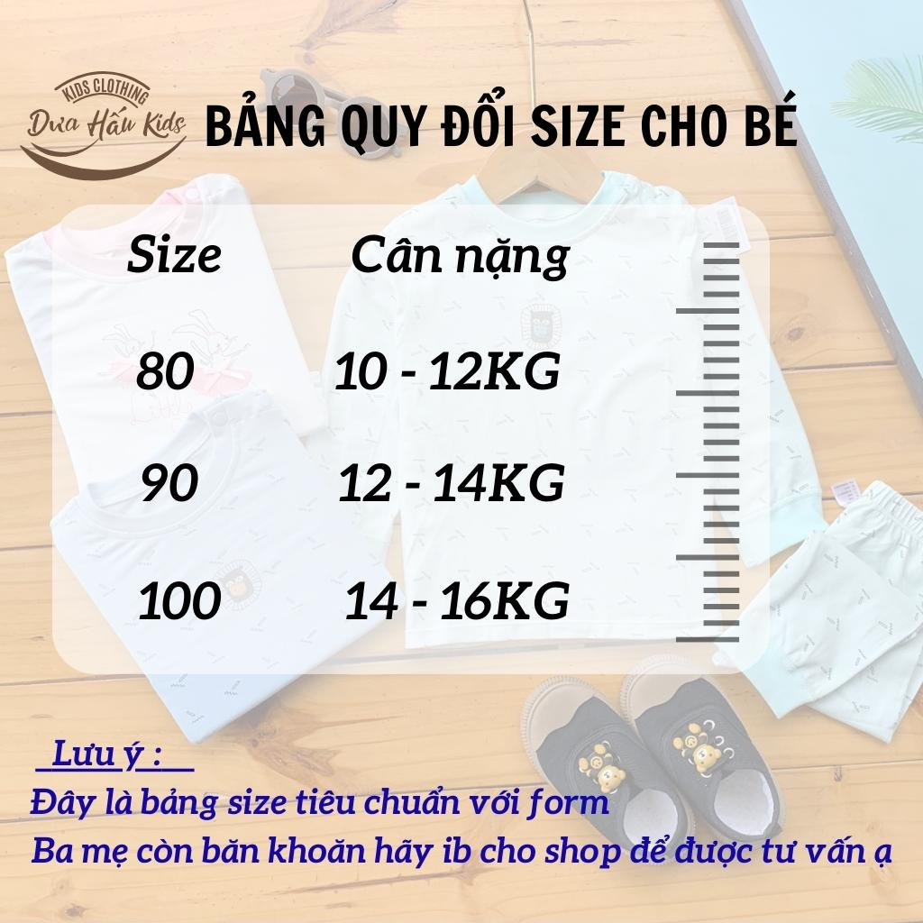 Bộ thu đông dài tay cotton cho bé, bộ mỏng cài vai bé trai, bé gái 10 - 16kg.