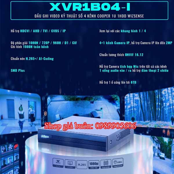 Đầu ghi HDCVI 4 kênh DAHUA DH-XVR1B04-I Vỏ sắt