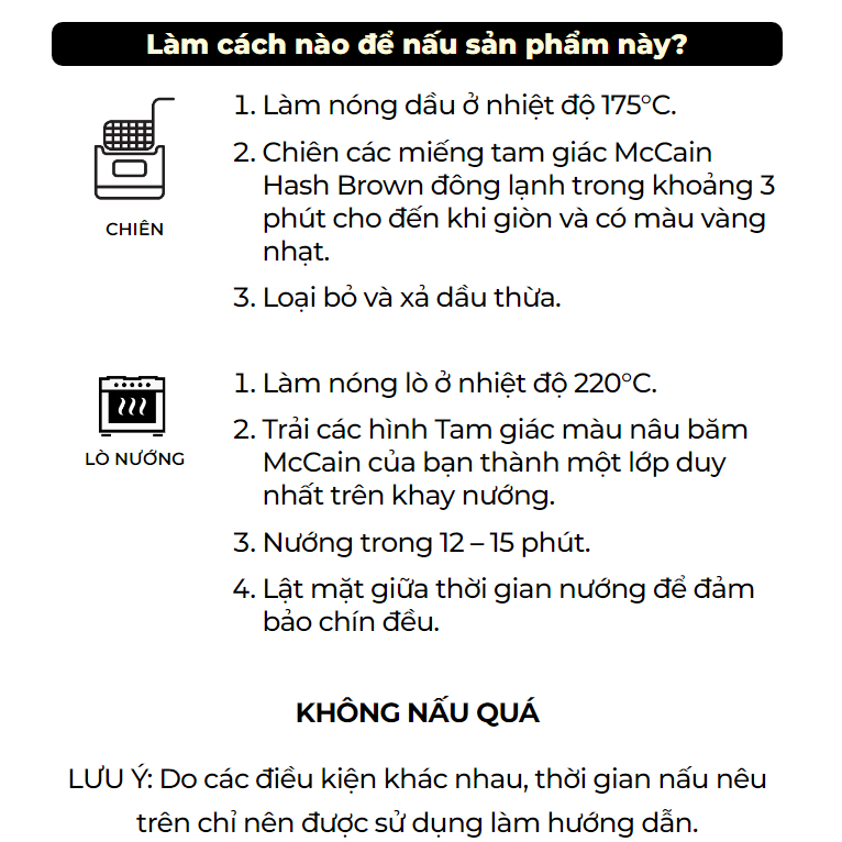 Khoai Tây Bánh Hashbrown Tam Giác chất lượng cao 2.267kg  McCain ăn giòn rụm McCain Ăn vặt số 1