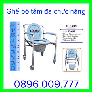 Ghế bô vệ sinh, ghế tắm cao cấp lucass g696 nhập khẩu có bánh xe di chuyển đi lại cho người già, bệnh nhân