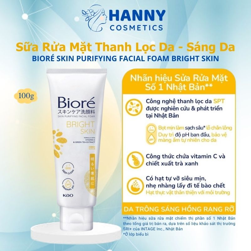 Sữa rửa mặt thanh lọc, dưỡng da Bioré, tuýp 100g, Sạch nhờn/Ngừa mụn/Dưỡng ẩm và Mịn da/Sáng da | BigBuy360 - bigbuy360.vn