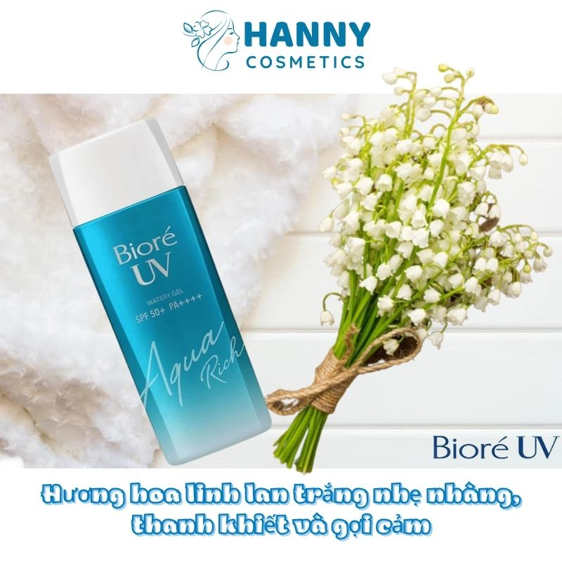 Gel chống nắng màng nước dưỡng ẩm, nâng tone Bioré UV Aqua Rich Watery Gel SPF50+ PA++++ tuýp 90ml