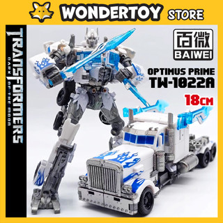 Mô hình Transformers Optimus Prime TW-1022 Trắng Robot Biến Hình Xe Container - Hãng Baiwei
