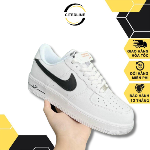 Giày_nike air force 1 vệt đen cổ thấp, giày af1 trắng móc đen nam nữ chuẩn S.C full bill box