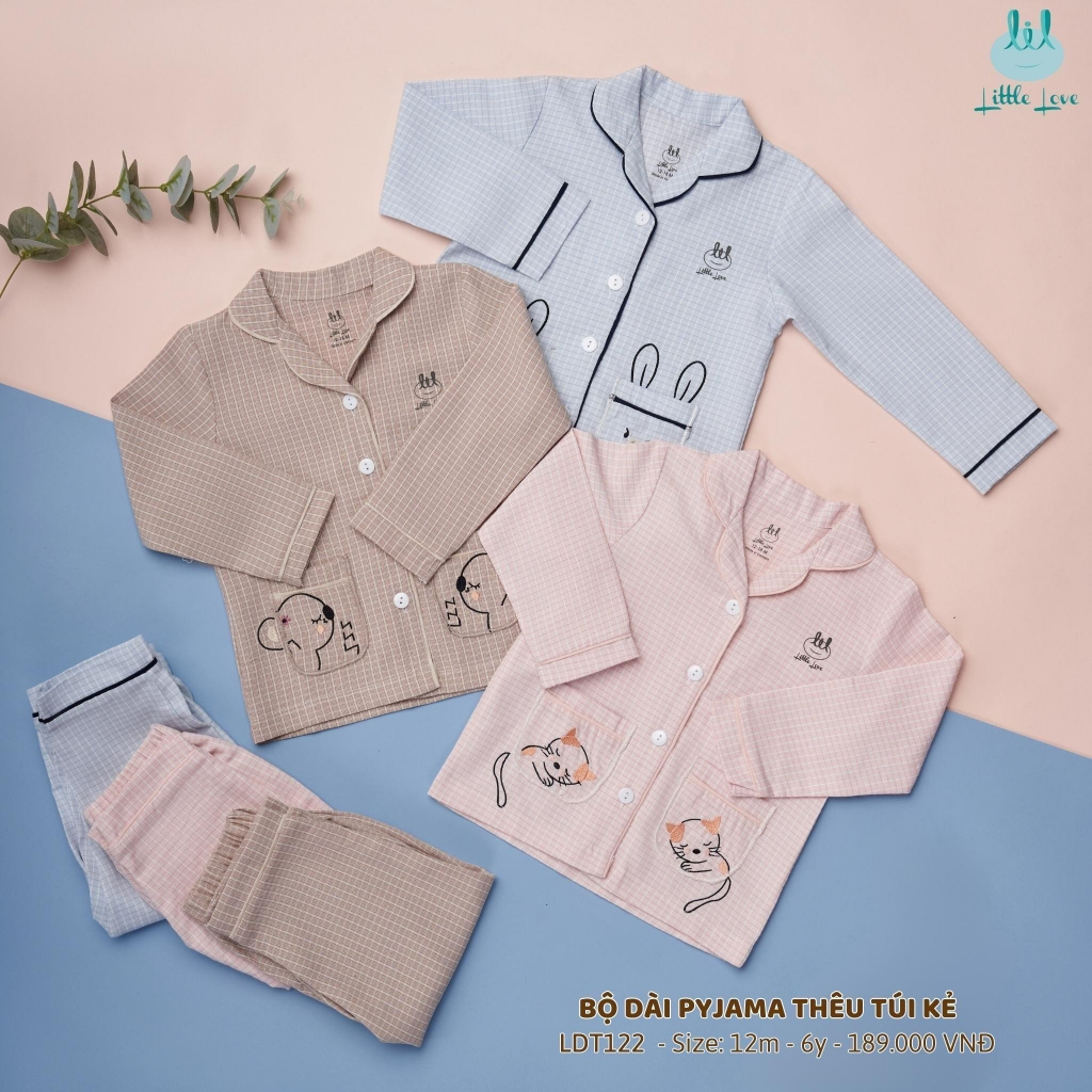 [Mã BMTTC60K giảm đến 60K đơn 50K] Bộ quần áo dài tay pyjama cotton mềm mịn dành cho bé LiL Little Love LDT122