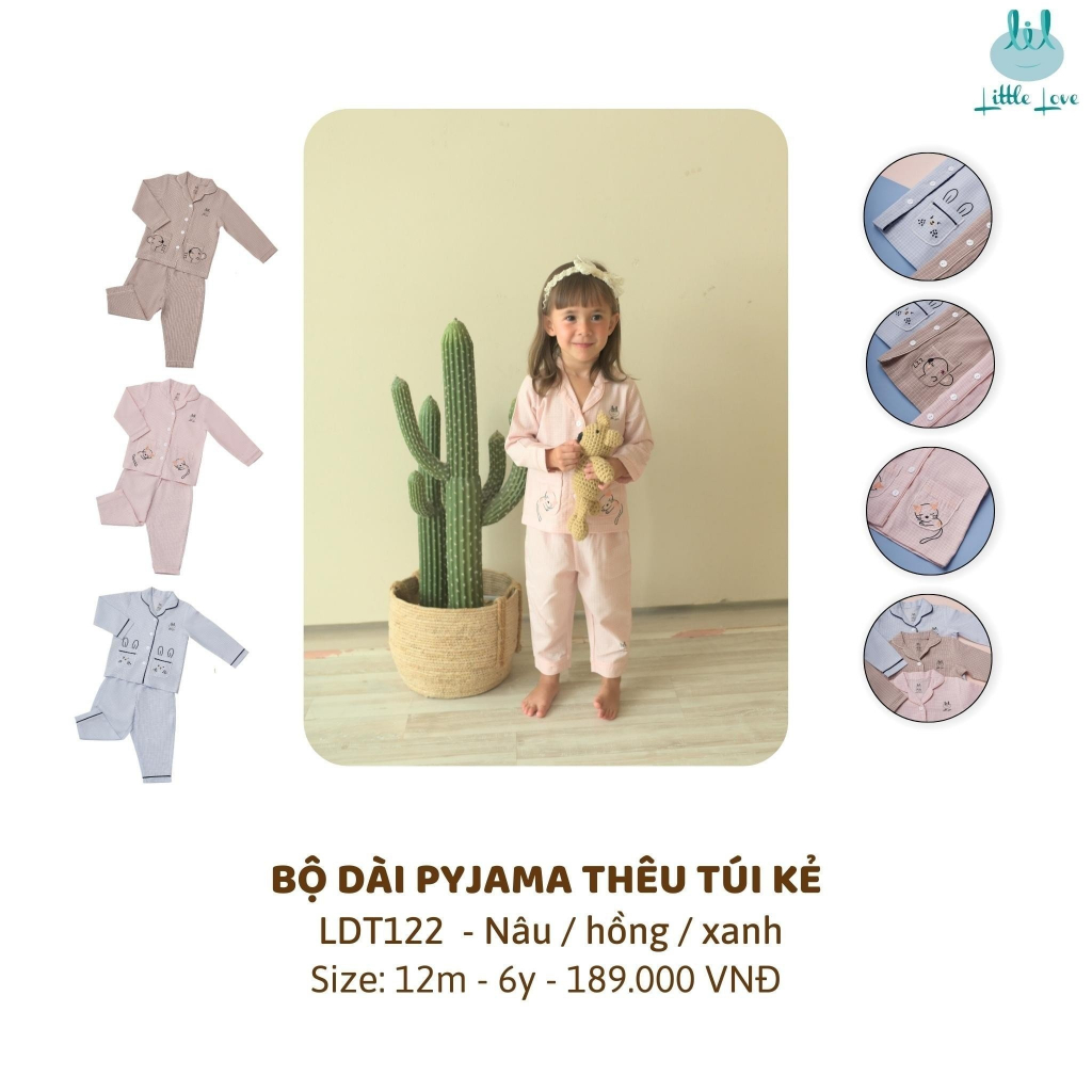 [Mã BMTTC60K giảm đến 60K đơn 50K] Bộ quần áo dài tay pyjama cotton mềm mịn dành cho bé LiL Little Love LDT122