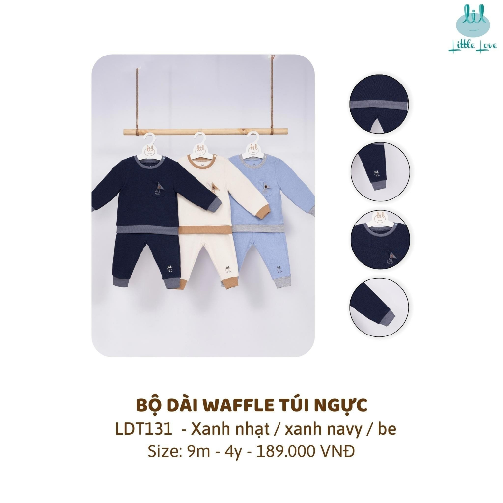 [Mã BMTTC60K giảm đến 60K đơn 50K] Bộ quần áo dài tay len waffle mềm, co giãn tốt - LDT131