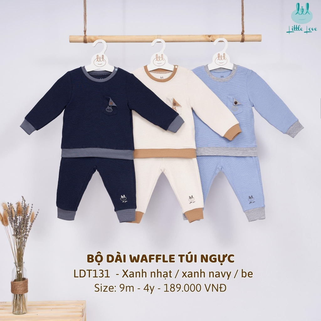 [Mã BMTTC60K giảm đến 60K đơn 50K] Bộ quần áo dài tay len waffle mềm, co giãn tốt - LDT131