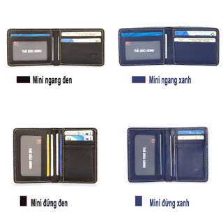 Ví mini khắc tên da bò V115 - Bụi leather
